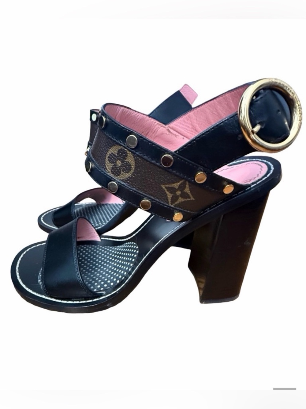 Louis Vuitton Monogram Heels with Gold Accents Size 40